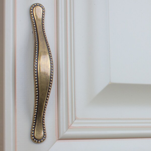 3 In. Center To Center Antique Brass Beaded Cabinet Pull - 4554-AB, 5PK